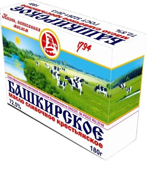 фотография продукта Масло сливочное "Башкирское" 72,5%